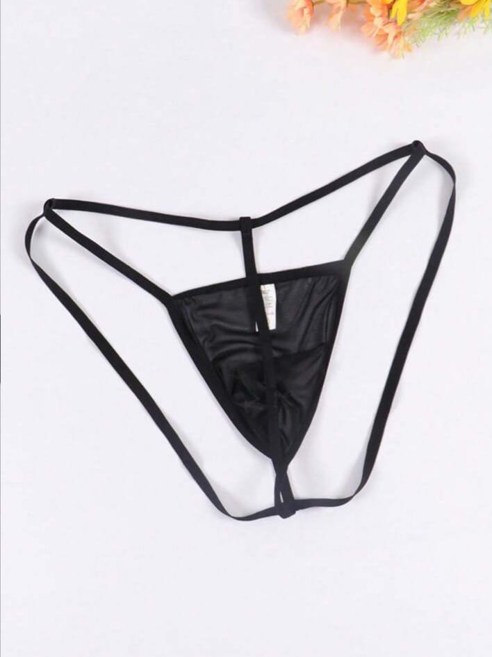 MAD-MEN Men's Mesh Thongs Thin Fabric See-Through Crotch Briefs With Lips Print , Provocative Design Underwear